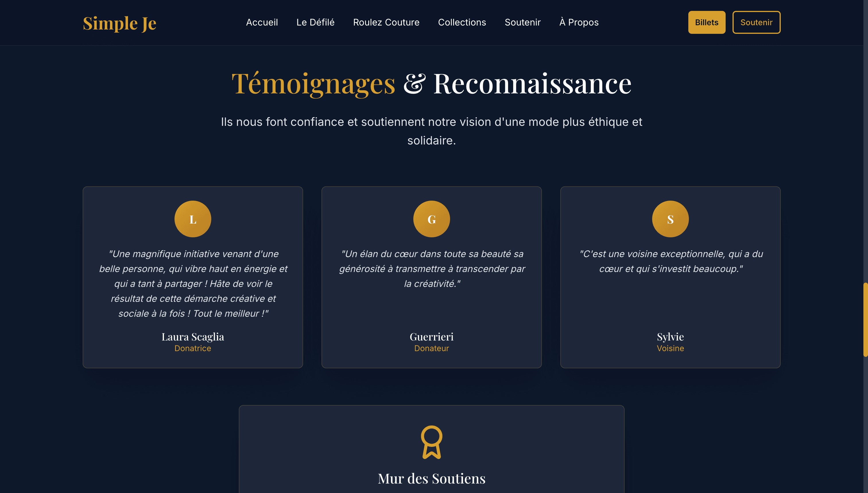 Simple Je — Témoignages et mur des soutiens