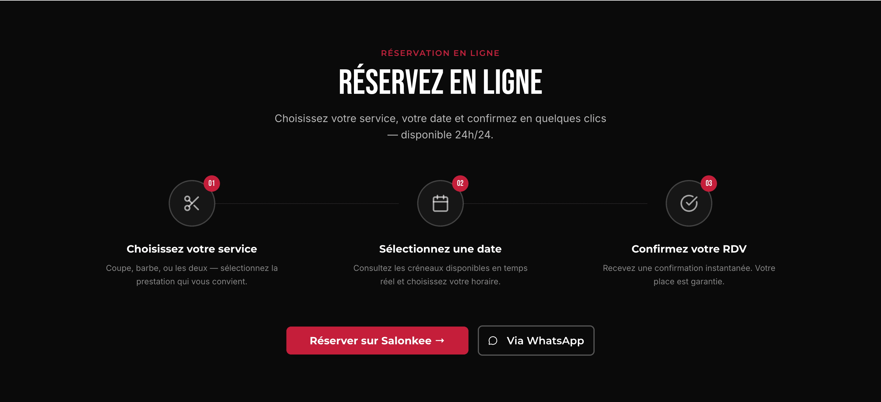 It's Time Barber — Réservation : tous les boutons mènent à la plateforme du salon