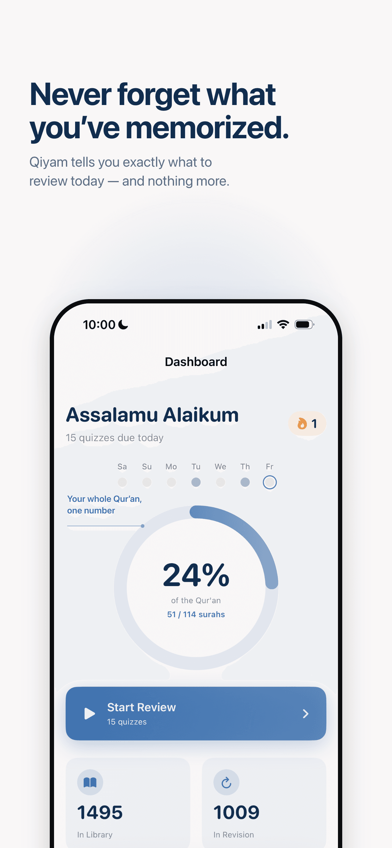 Qiyam — Tableau de bord : ce qui est dû aujourd'hui, et rien de plus